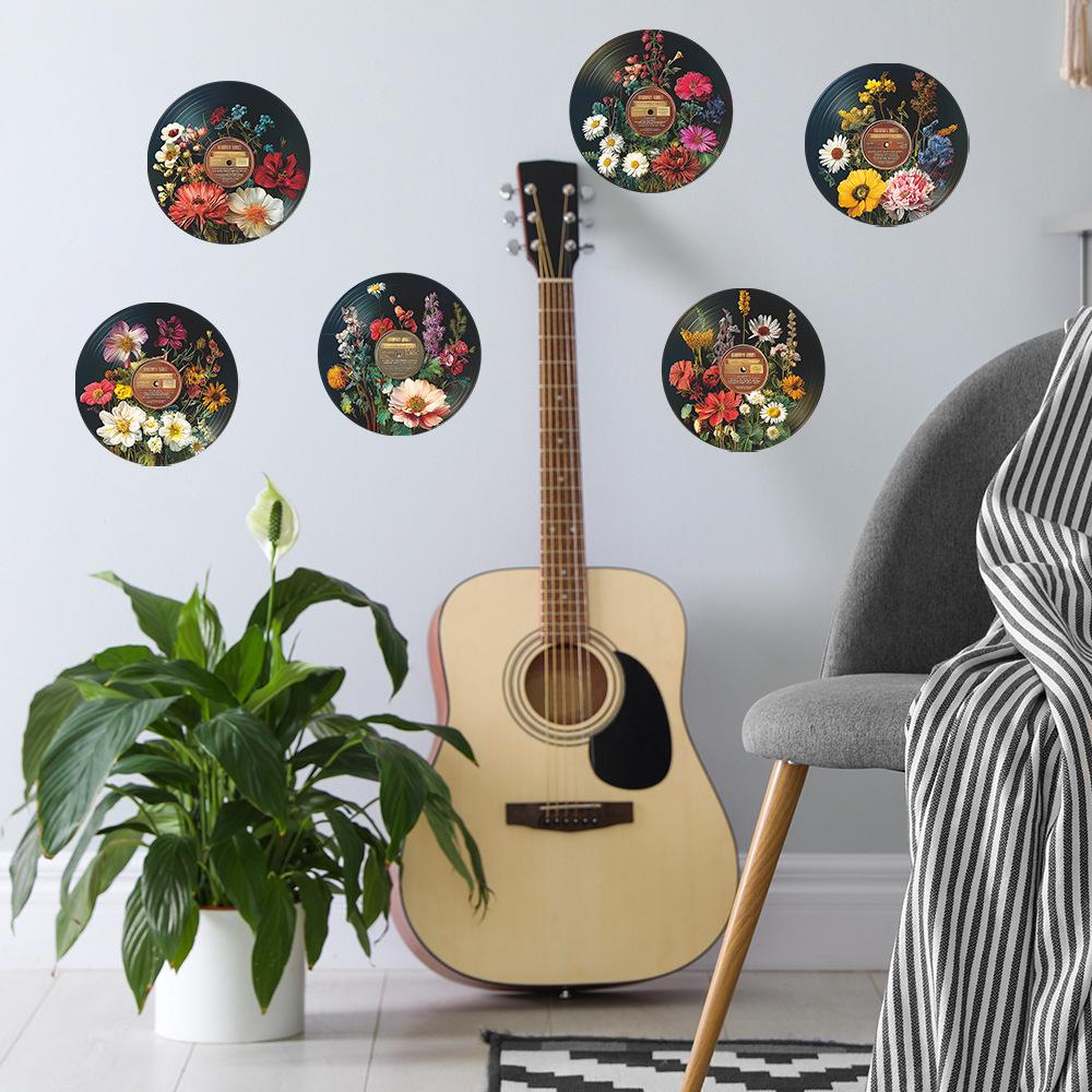 Creative Simulation Floral Art Records, Living Room, Study, Home Decoration, Wall Stickers