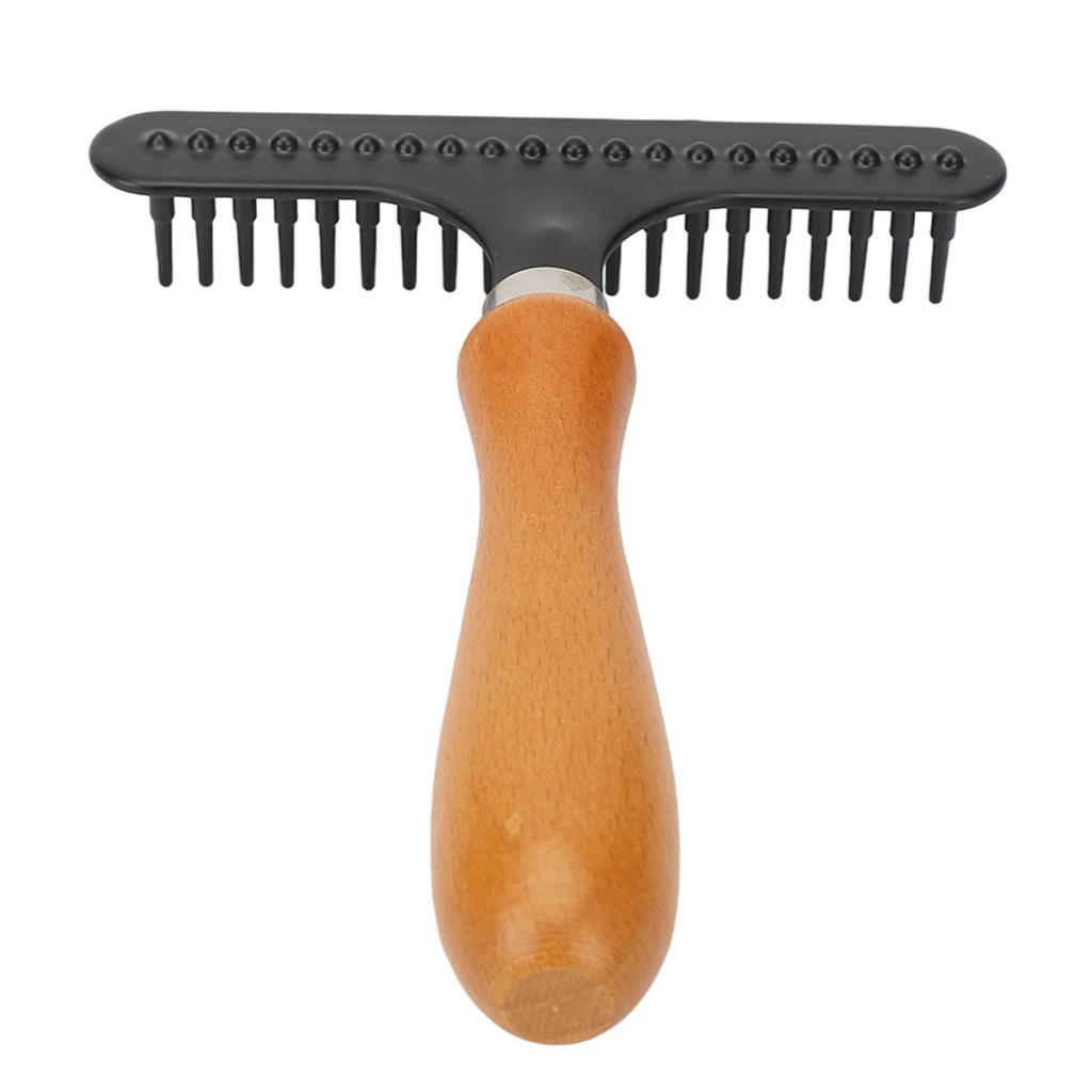 Pet Grooming Brush Pet Brush Handheld Cat Grooming Rake Wooden Handle Pet Hair Deshedding Detangling Brush for Cats Dogs