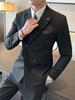 Men's Striped Double-Breasted Slim-Fit Business Casual Suit