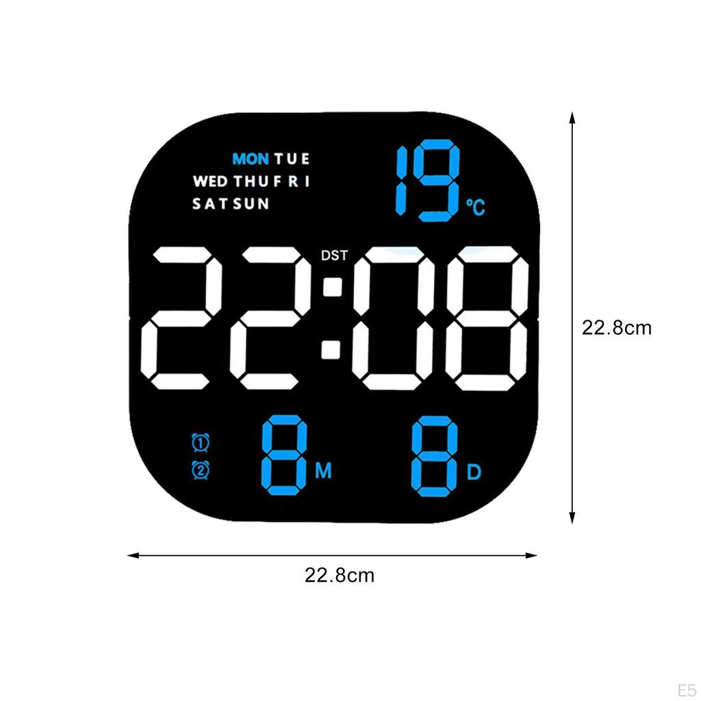 Digital Table Wall Clock Dimmer Large LED Display Screen Desktop Alarm for Beside Teenagers