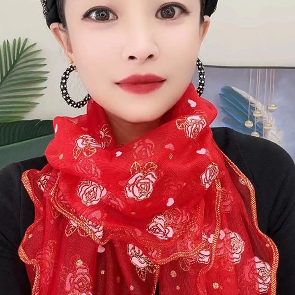 

WTEMPO Women s Spring Summer Floral Printed Silk Scarves Autumn Retro Elegant Fashion Versatile Casual Outdoor Sunscreen Scarves 1pc красный