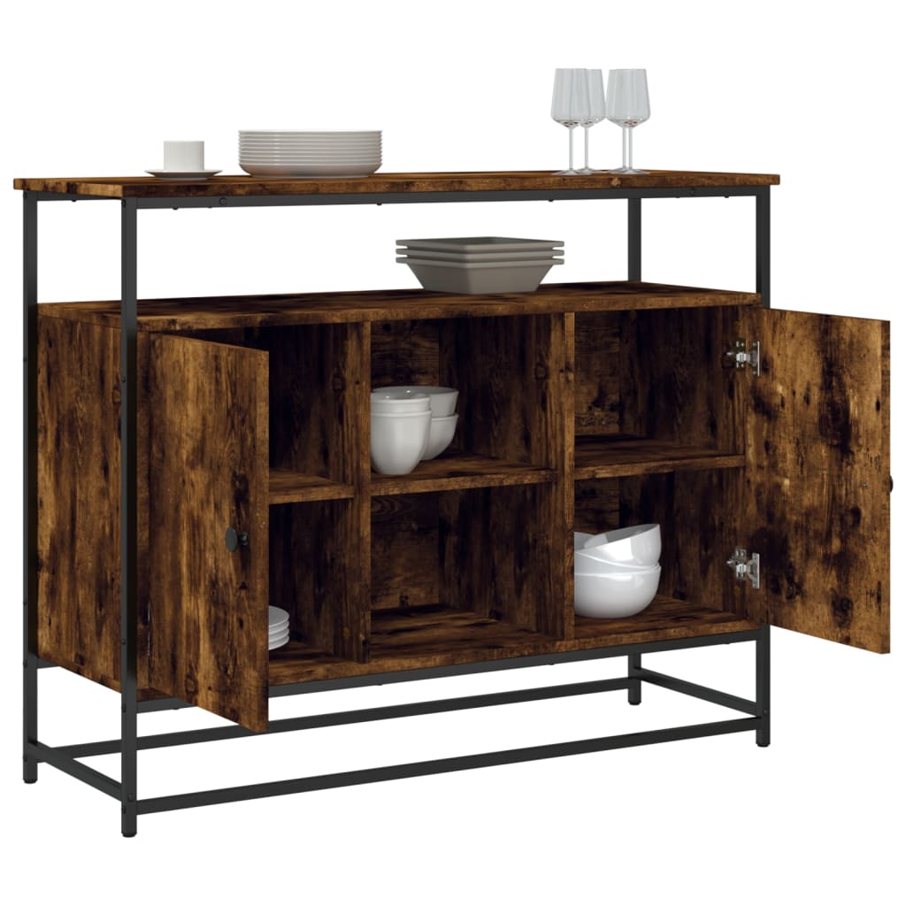 Sideboard Smoked Oak 100x35x80 cm Engineered Wood