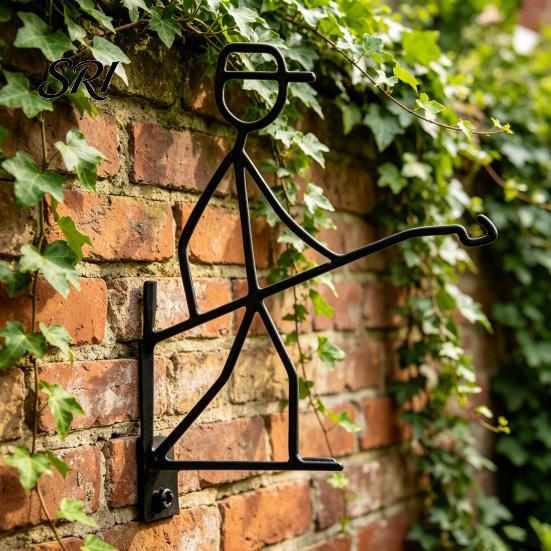 Durable Metal Hanging Hook Stick Man Pendant Weather-Resistant Plant Hanger Creative Aloe Vera Shape Wall for Indoor Outdoor Small Plants Handcrafted