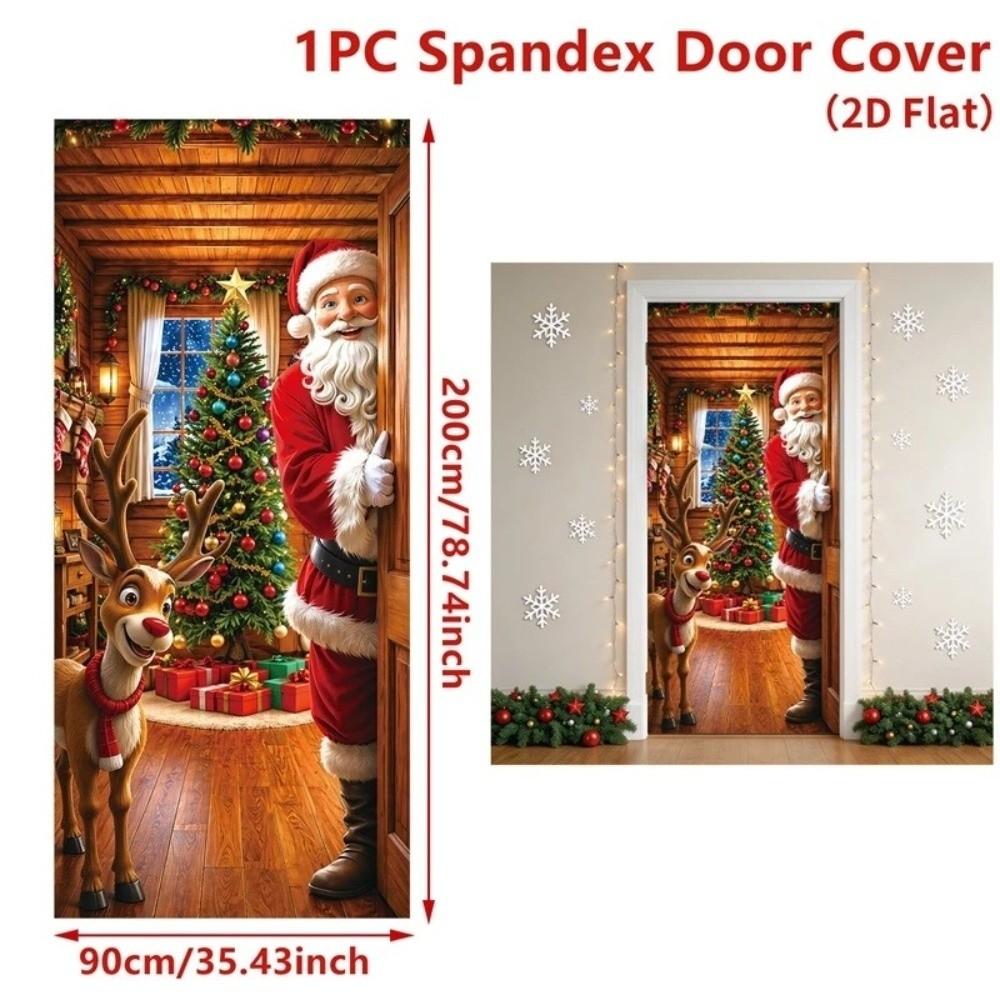 Elastic Santa Claus Backdrop Banner 2*0.9m Holiday Door Banner Christmas Home Decor