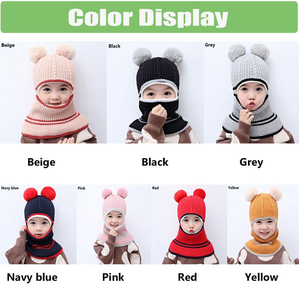 Masked Cap Winter Warm Baby Beanie Hat Cartoon Balaclava Hat Children Knitted  Cap Neck Face Guard