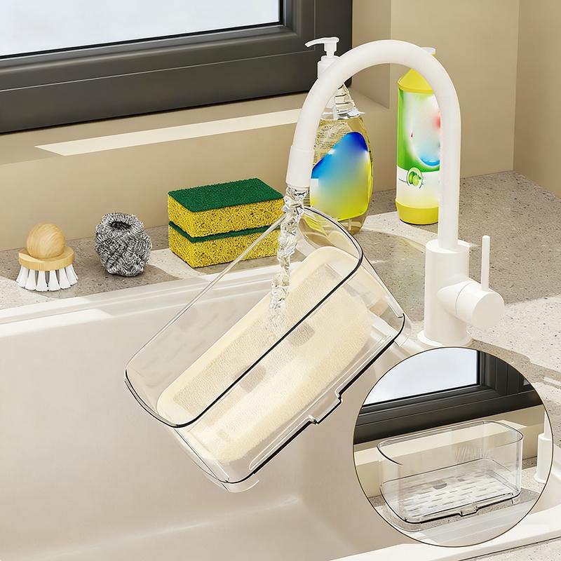 New Rag Rack Kitchen Sink Rack Household Wall-mounted Multi-function Sponge Pool Faucet Storage Artifact With Drain Design
