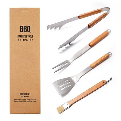 4-piece Stainless Steel Bbq Grill Tools Set, Heavy Duty Grill Utensils For Outdoor Camping, Picnic, Backyard Grilling