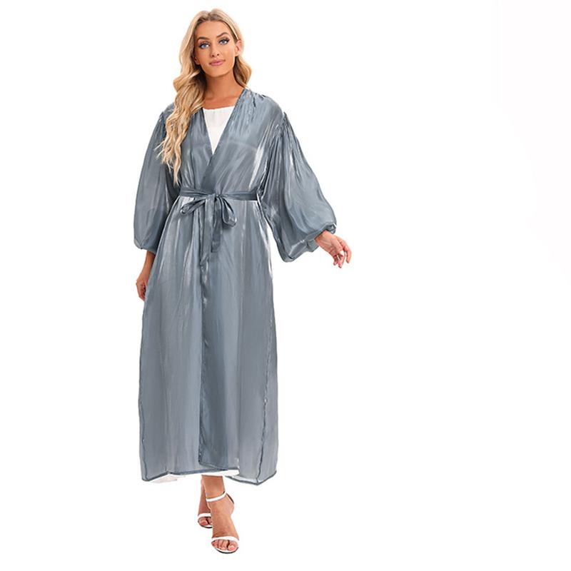 Open Cardigan Maxi Dress Abaya Muslim Women Kaftan Jilbab Arab Robe Party