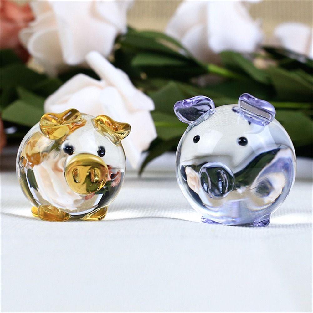 Cartoon Crystal Pig Ornaments Mini Desktop Pig Ornaments Creative Pig Figurines Home Decor