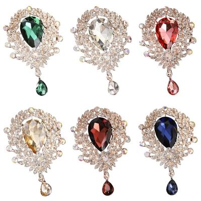 Broche de Mariée Design Floral Forme Goutte d'Eau Broche Strass Cristal Broche Bouquet Accessoire Quotidien