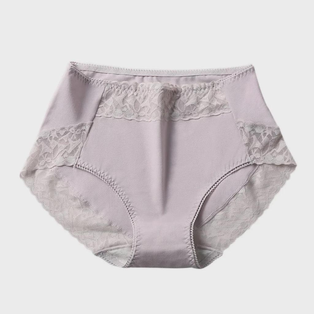 Women's High-Waisted Cotton Lace Underwear - Antibacterial, Breathable, Hip-Lifting, Plus Size 