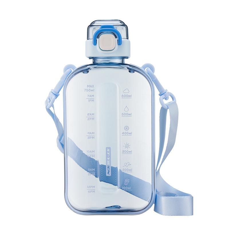 Flacher Typ Raumbecher mit Riemen Outdoor-Sport Wasserflasche für junge Erwachsene