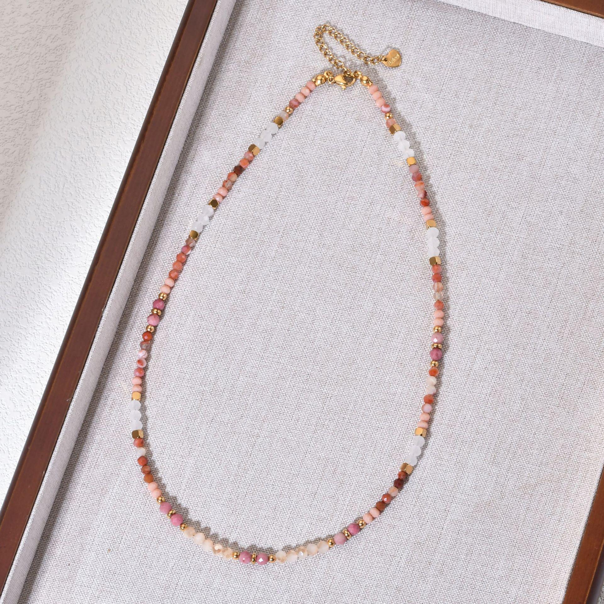 Red Veined Agate Beaded Necklace - Luxury Summer Design