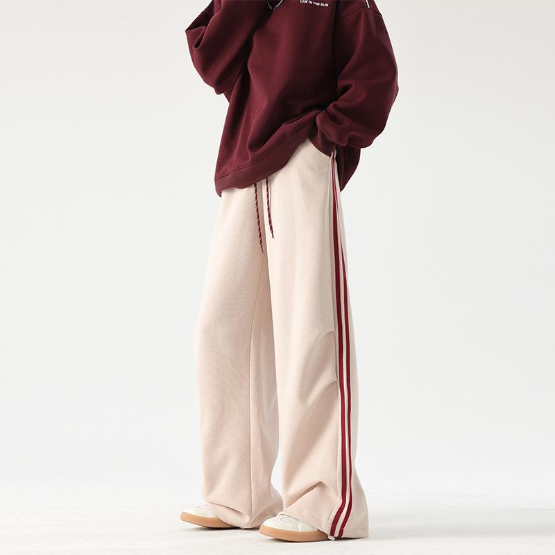 Pantaloni sport casual paraleli pentru femei Primăvara și toamna Noi Talie înaltă Largi Drepți Picior lat Șnur de strângere Mâneci ajustate Pantaloni de trening