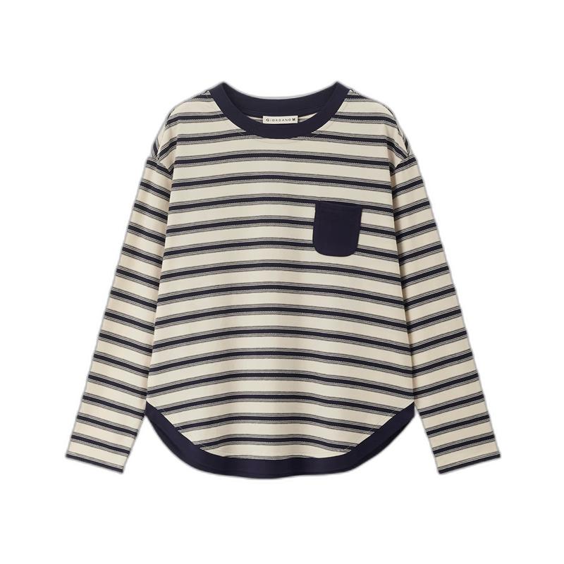 Giordano Women s Retro Striped Pure Cotton Long-Sleeve T-Shirt XL