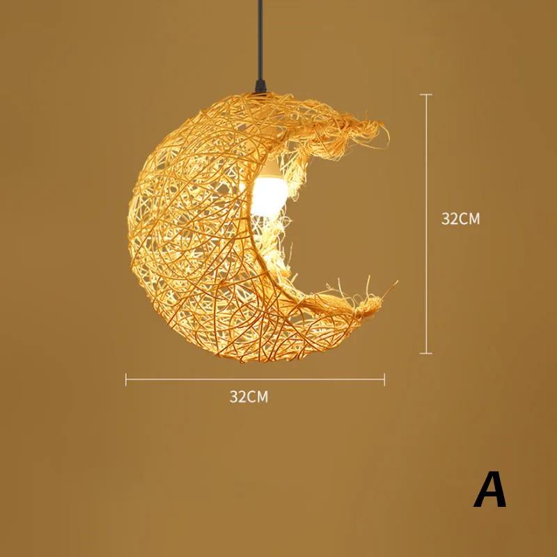 Chinese Rattan Art Chandelier Hand Woven Lamp Indoor Lighting Fixture for Living Room Led Dining Table Pendant Light Hoom Decor