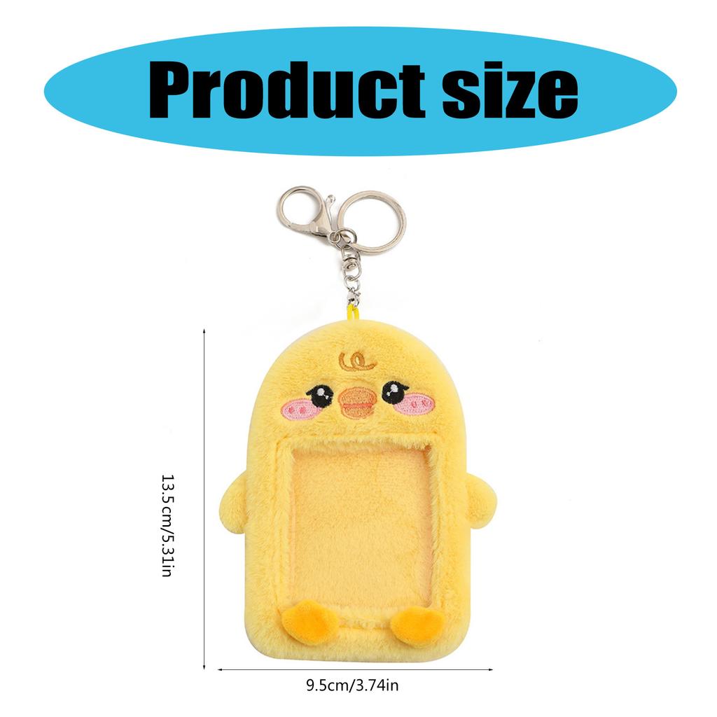 Cute Cartoon Plush Photo Card Holder for Idol Photo Collectable Soft Keychain Bag Pendant for Fans & Stationery Lovers