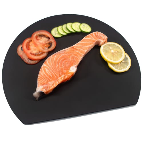 MUAMUA Cutting Board, Black Elastomer, Dishwasher Safe, Round, Premium Heat-Resistant, Antibacterial, Soft, Approx. 30 x 26 cm, Lightweight, Kamaboko