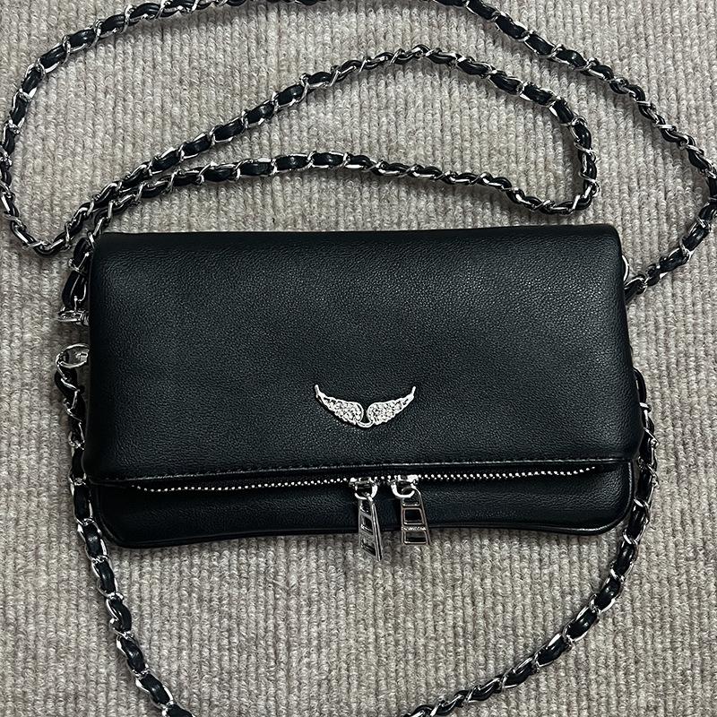 ZV Women's Classic Wing Rivet Shoulder Bag - Trendy, Versatile Small Square Chain Bag