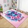 Custom Name Stitch's Sweet Delight Carpet Rug Customizable Soft Washable Anti-Slip Home Living Room Sofa Mats Personalized Rug. 0909366