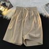 Men Summer Shorts Fashion Retro Solid Color Casual Straight Leg Bag Medium Size Trousers Loose Wide Leg Shorts Men Plus Size