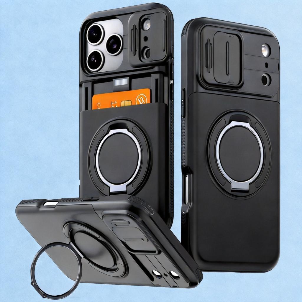 Luxury Wallet Case For iPhone 17 16 15 14 13 12 Pro Max 17E 16E 17Pro iPhone17 Shockproof Armor & Card Slot Stand Holder Cover