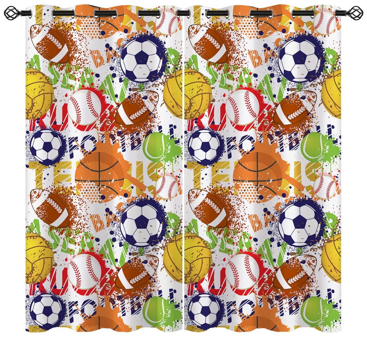 

3D Волейбольная серия Шторы Спортивная игровая тема Шторы Шторы для детей Мальчики Девочки Спальня Абстрактные Оконные Шторы 2 Части W60H60(CM)x2PCS&Grommet Top