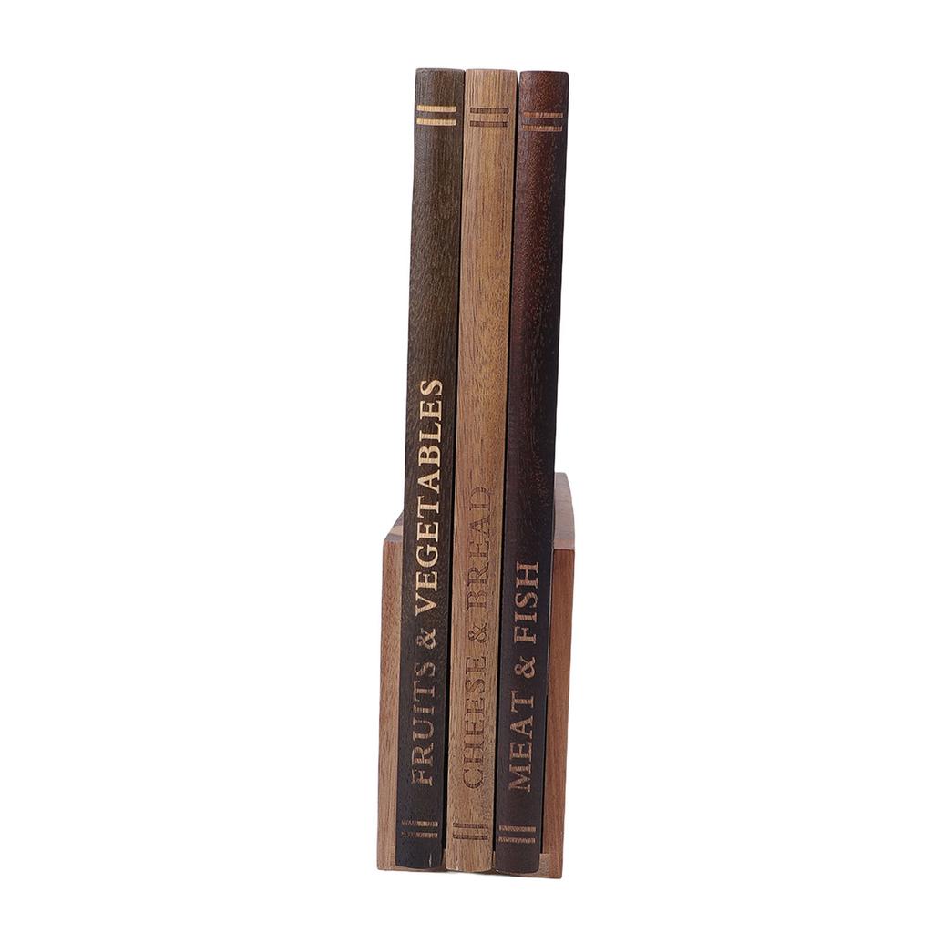 Set di 3 Taglieri a Forma di Libro in Legno Decorativi per Cucina con Supporto per Frutta Verdura Pane