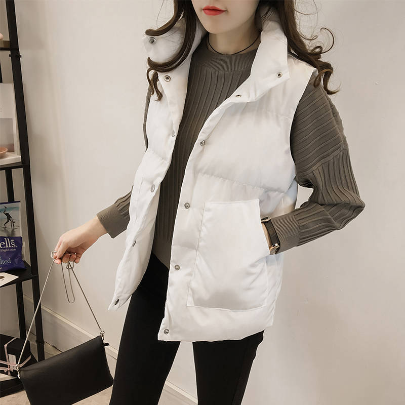 Autumn And Winter New Vest Female Slim Short Cotton-Padded Vest Sleeveless Vest Student Jacket Bread Clothes