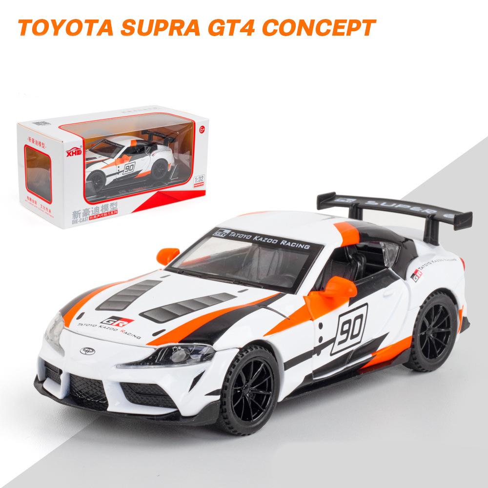 

Масштаб 1/32 Toyota Supra GT4 Concept, литая под давлением модель автомобиля, игрушечный автомобиль с откатным механизмом, звуком и светом для детей, коллекция подарков для мальчиков и девочек 1/32-15.5x7x4.5cm белый