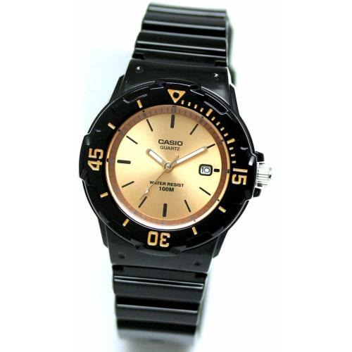 Casio LRW-200H-9E Diver-Style Simple Analog Calendar Women's Watch Kids' Watch for Girls and Boys Available In Black and Yellow Gold, Waterproof and L