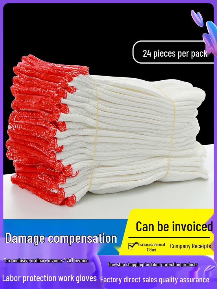 Men's Anti-Slip, Wear-Resistant Work Gloves - Thickened Nylon Cotton Yarn, Split Finger Design for Construction Safety