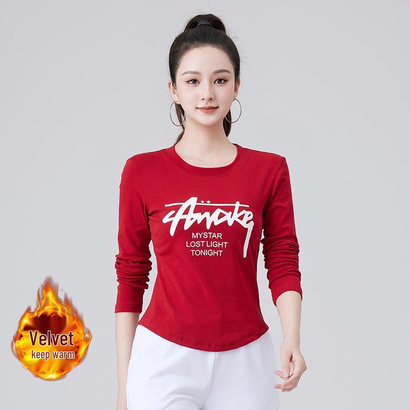 

Women s Ribbed Cotton Fleece Square Dance Top - Long Sleeve, Autumn/Winter Fitness & Aerobics Wear XXXL [60-65 kg]