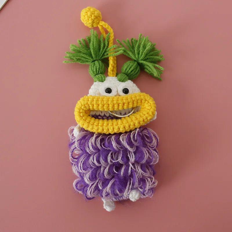 Lustige Häkel-Schlüsselanhänger Stricken Niedliche Wurstmund-Puppe Schlüsselhalter Nützliche Gestrickte Aufbewahrungstasche Schlüsselanhänger Für Autoschlüssel Großhandel