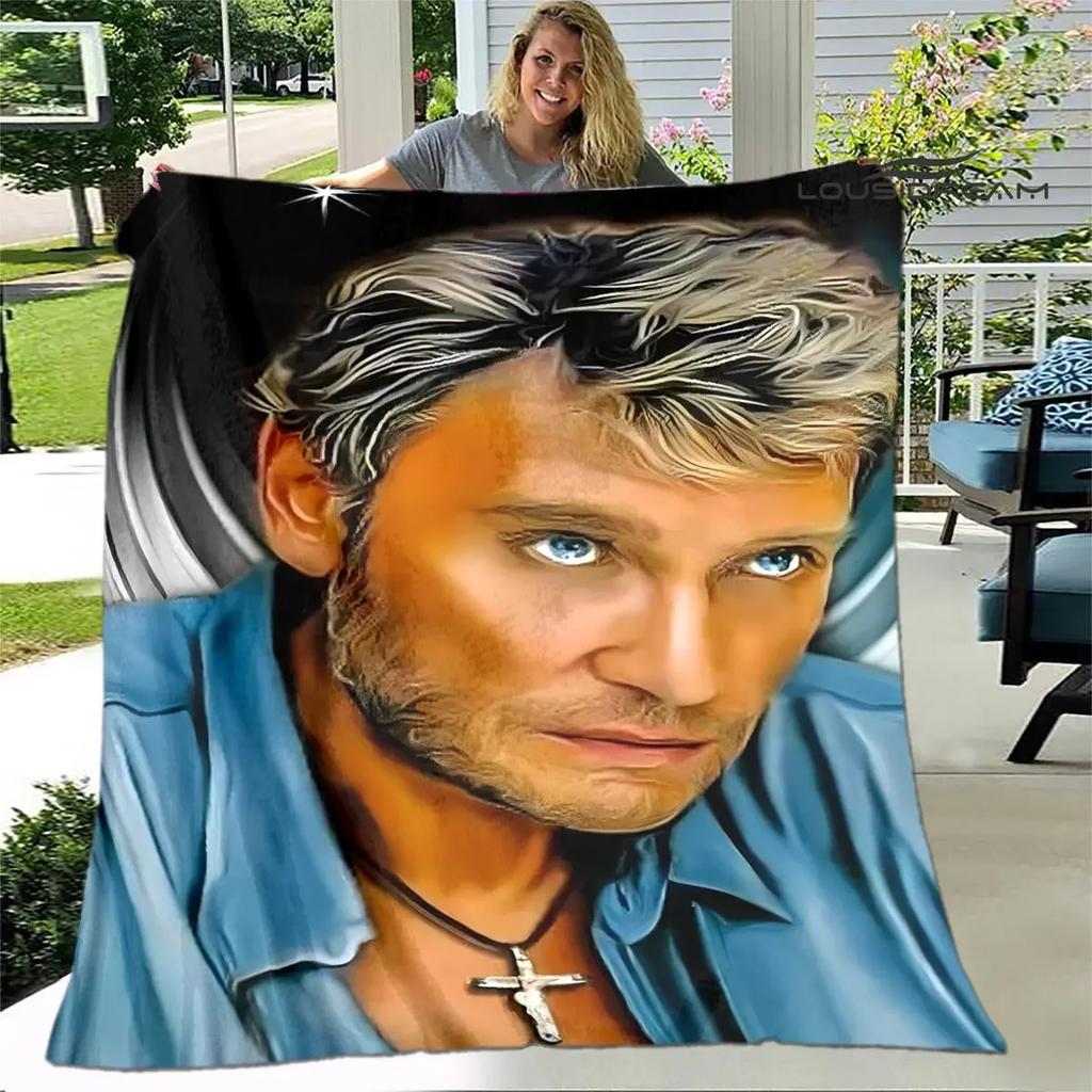 French rock star Johnny Hallyday print blanket picnic blanket vintage blanket home travel birthday gift bed blanket thin blanket