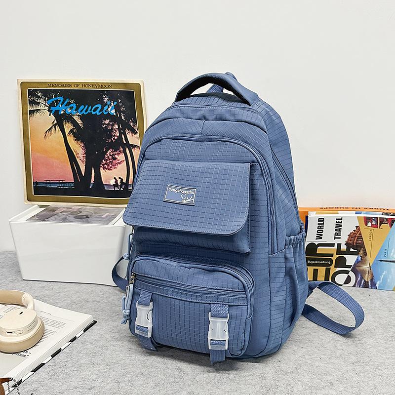 School bag Korean ins solid color backpack couple casual simple lightweight versatile large capacity