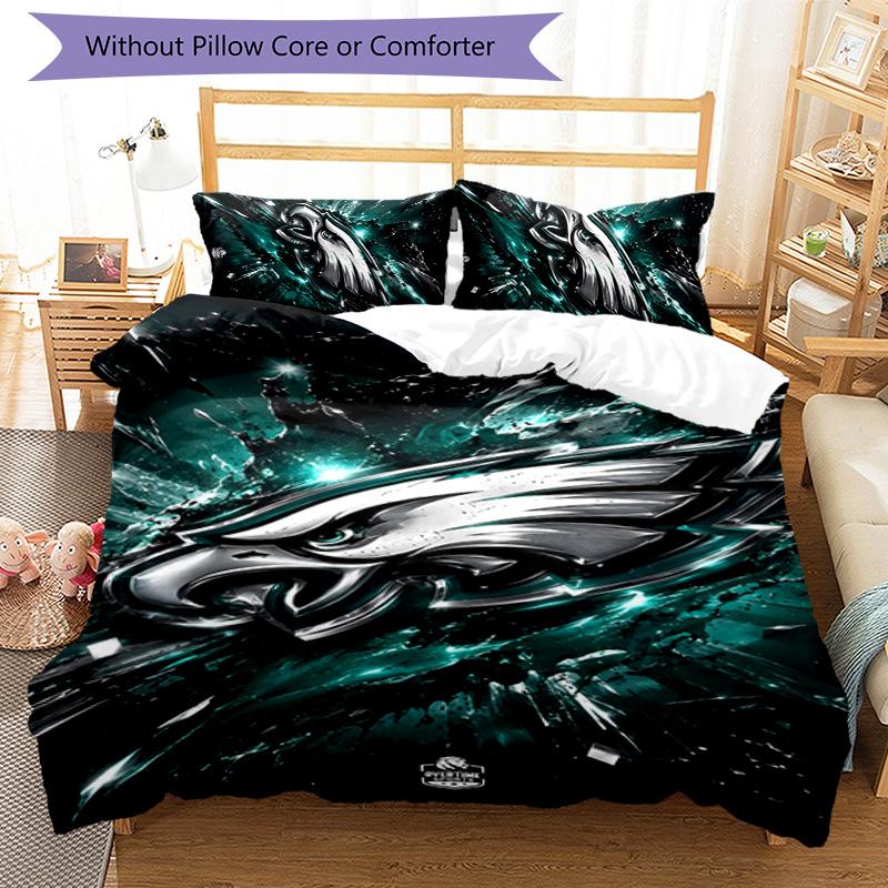 Σετ κλινοσκεπασμάτων με σχέδιο LOGO Philadelphia Eagles 3 τεμαχίων, σετ κάλυμμα παπλώματος περιλαμβάνει κάλυμμα παπλώματος & μαξιλαροθήκες, τέλειος διάκοσμος υπνοδωματίου για όλες τις εποχές & δώρο