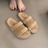 Retro One-word Fluffy Slippers Women's Outer Wear 2025 Autumn and Winter New Korean Version Gentle Fairy Temperament Flat Bottom Velvet Half Drag