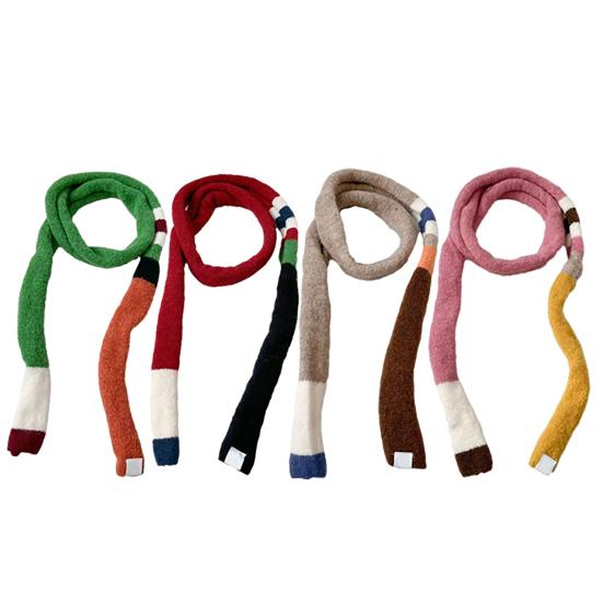 Long Scarf Rainbow Striped Skinny Fuzzy Fluffy Neckerchief Soft Touch Autumn Winter Knitting Scarf Outfit Accessories