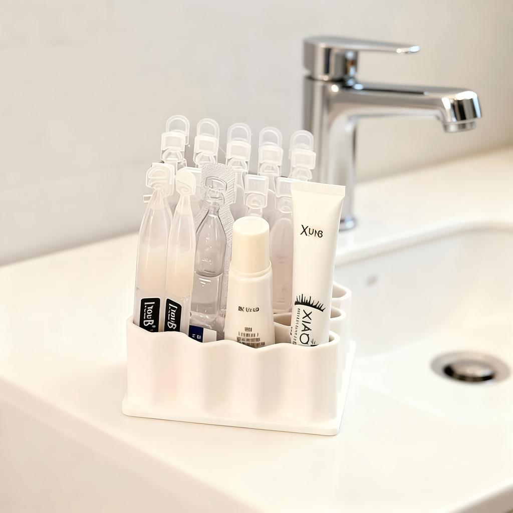 32-Slot Ointment Organizer | Medicine Storage Compartments, Multi-Use Holder for Medicine Cabinet Wall, Countertop, Vanity, Drawer, Makeup Tools
