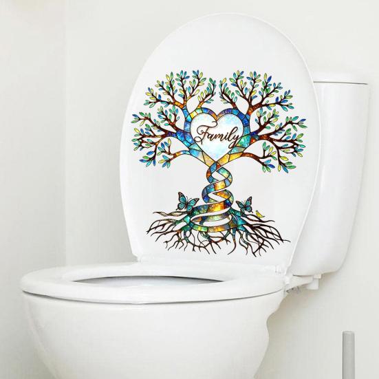 Tree of Life Toilet Cover Sticker Waterproof Toilet Lid Tank