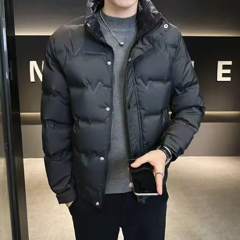 

Men s Winter Thickened Down Jacket: Slim, Warm, Stand-up Collar, Stylish Korean Style. 3XL (recommended 80-90 kg) чёрный