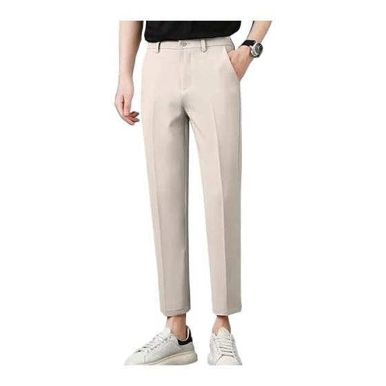 [Manatsulife] Men s Slacks, Suit Pants, Quarter Length, Business Pants, Ankle Length, Beautiful Legs, No Iron, Slim, Commuting, Interviews,