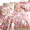 Bedding Set 200x220 Cotton THICK COTTON Satin Pink with Large Flowers