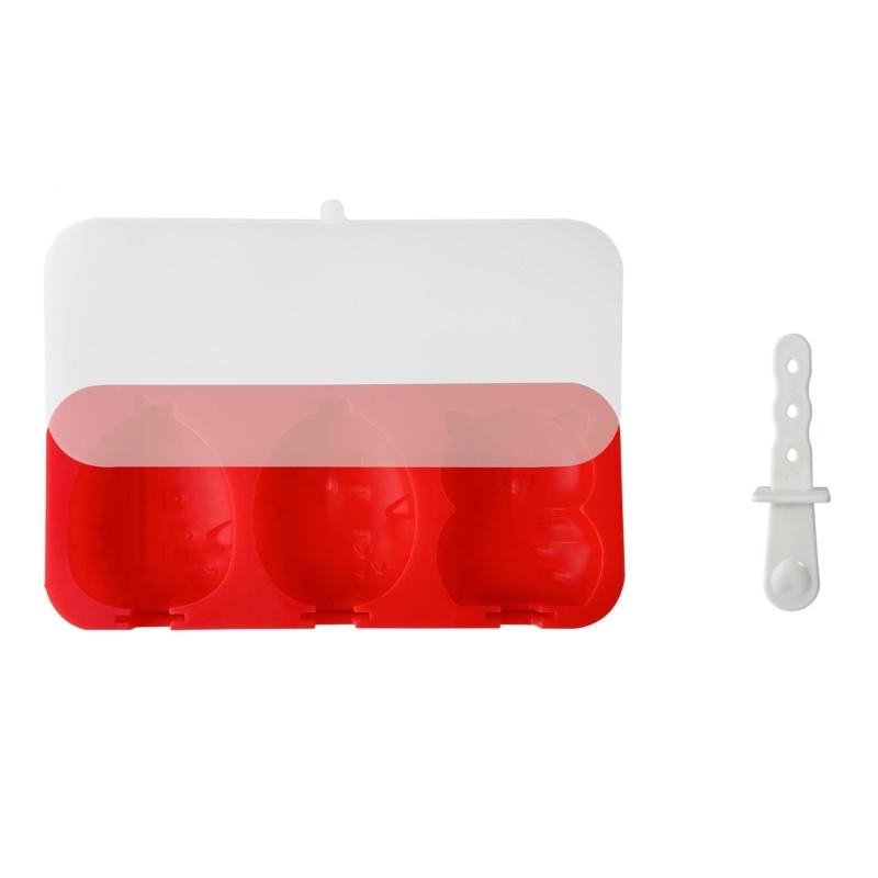 

Flexible Silicone Ice Lolly Molds for Kids 4 Compartments Popsicles Tray With Detachable Stick Ice Cream Molds червоний