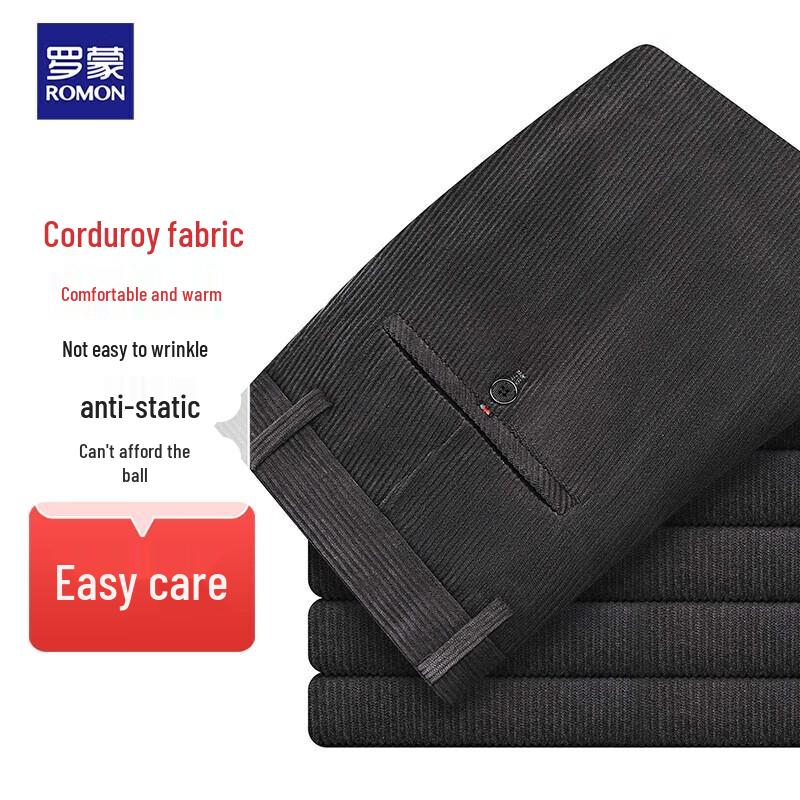 ROMON Men's Corduroy Casual Straight-Leg Pants