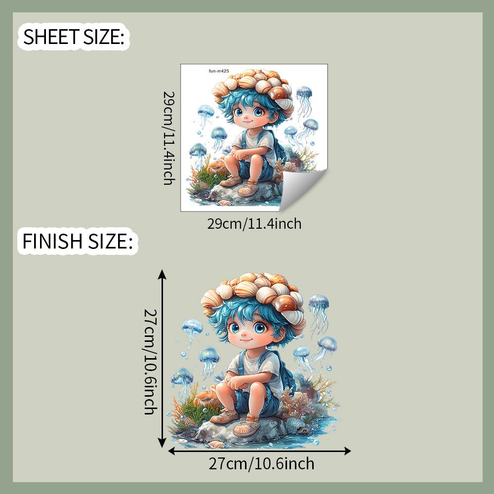 

Мультяшный Маленький Мальчик Медуза Морские Водоросли Ванная Туалет Туалет Украшение Стикеры