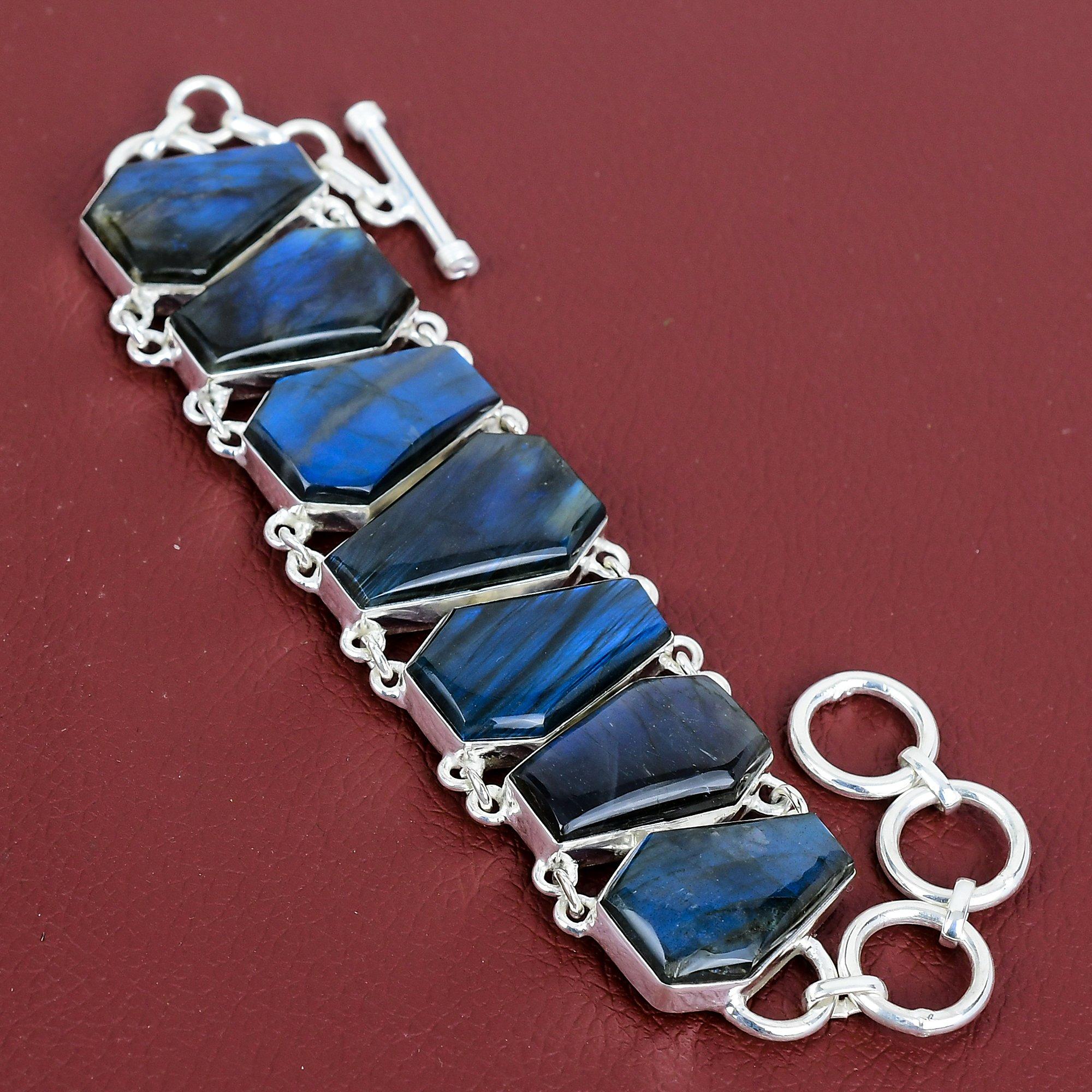 Labradorite bracelet natural gemstone bracelet 925 sterling silver adjustable chain bracelet unique jewelry handmade bracelet wedding gifts Adjustable