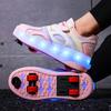 Kid's Luminous Sneakers Led Light Shoes Children's /Boys /Girls USB Charging Glowing Wheels Parkour Roller Skate Shoes