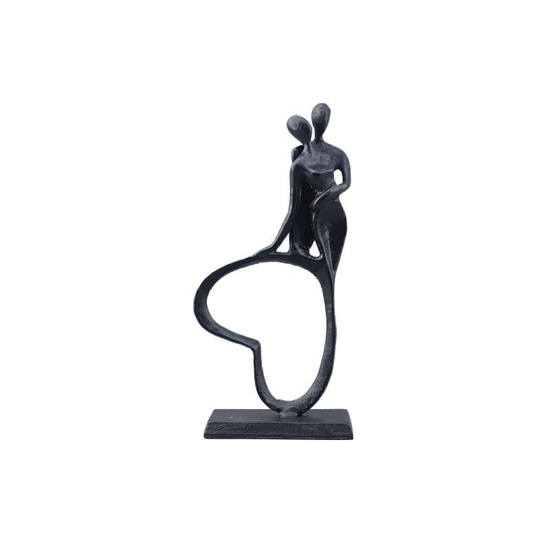 Cast Iron Heart Couple Decorative Metal Sculpture Living Room Bookshelf Figurine Human Statue Craft Ornament Room Decoration New